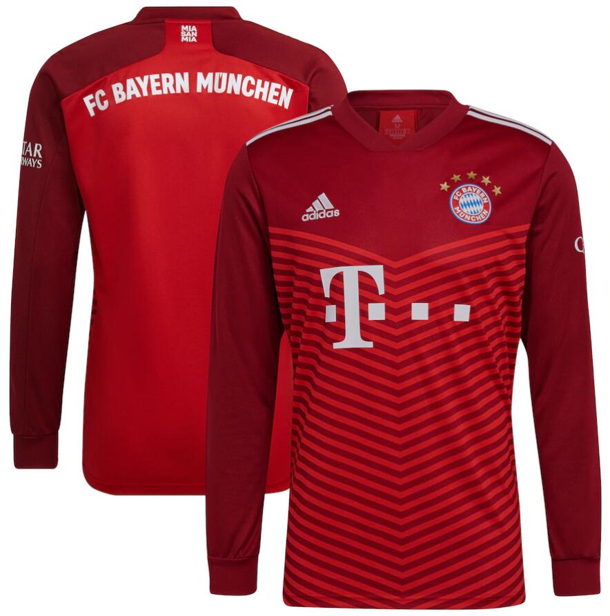 2021/22 Bayern Munich Long Sleeve Home Kit Soccer Jersey